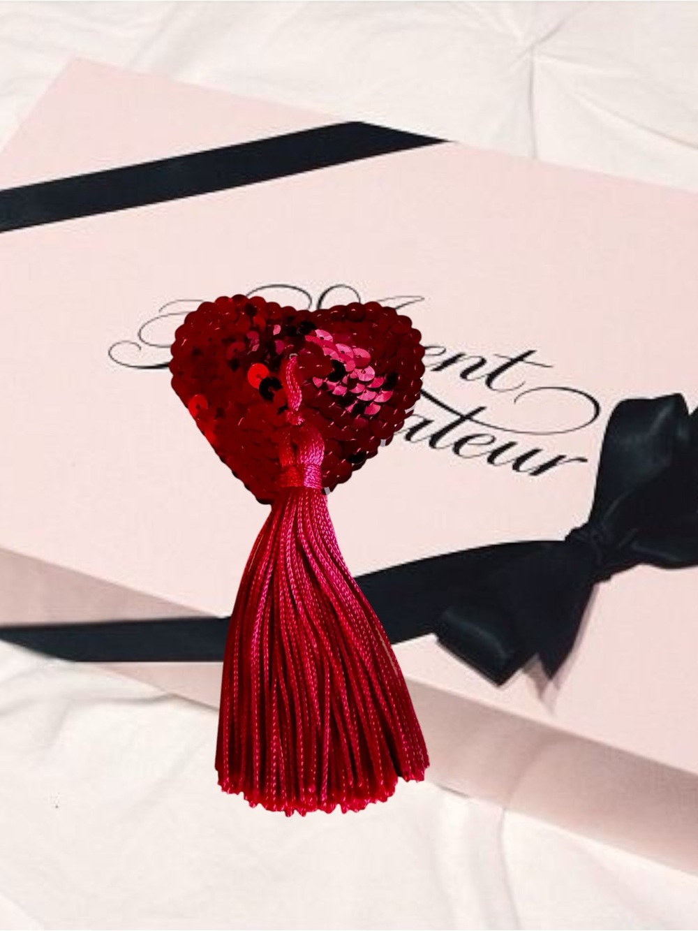 Agent Provocateur Red Sequin Heart Tassel Nipple Covers